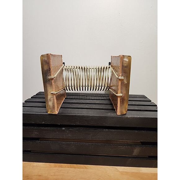 Mid Century Agate Lucite Block Sprial Letter Holder Madmen Inlay Vintage - Picture 8 of 9